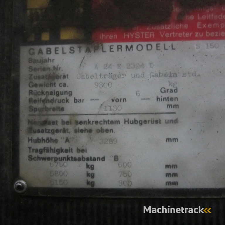 Hyster Heftruck S150A LPG-gas, duplomast.