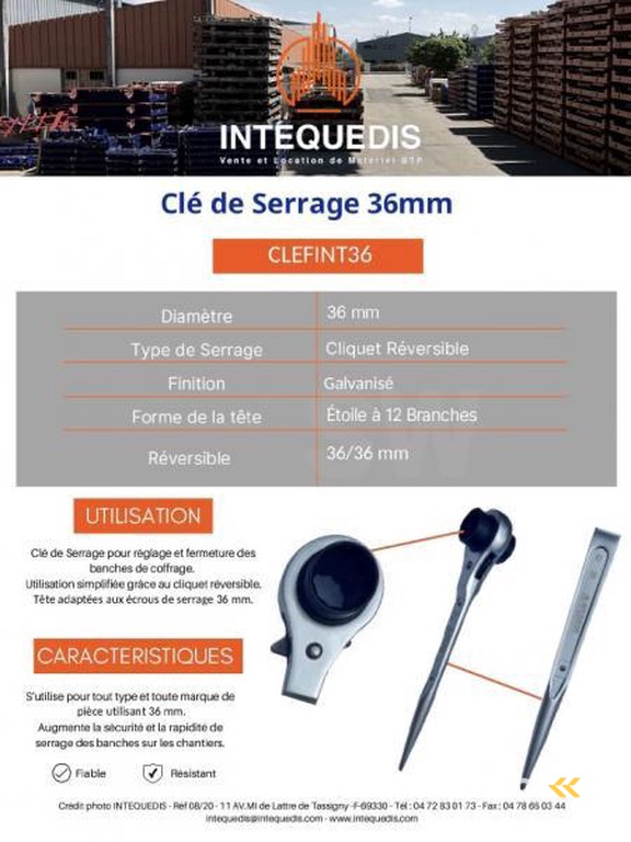 Intequedis CLEF DE SERRAGE 38 mm By INTEQUEDIS