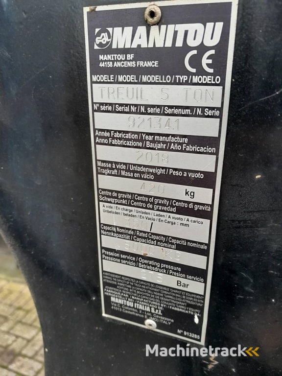 Manitou Lier 5 ton winch Treuil