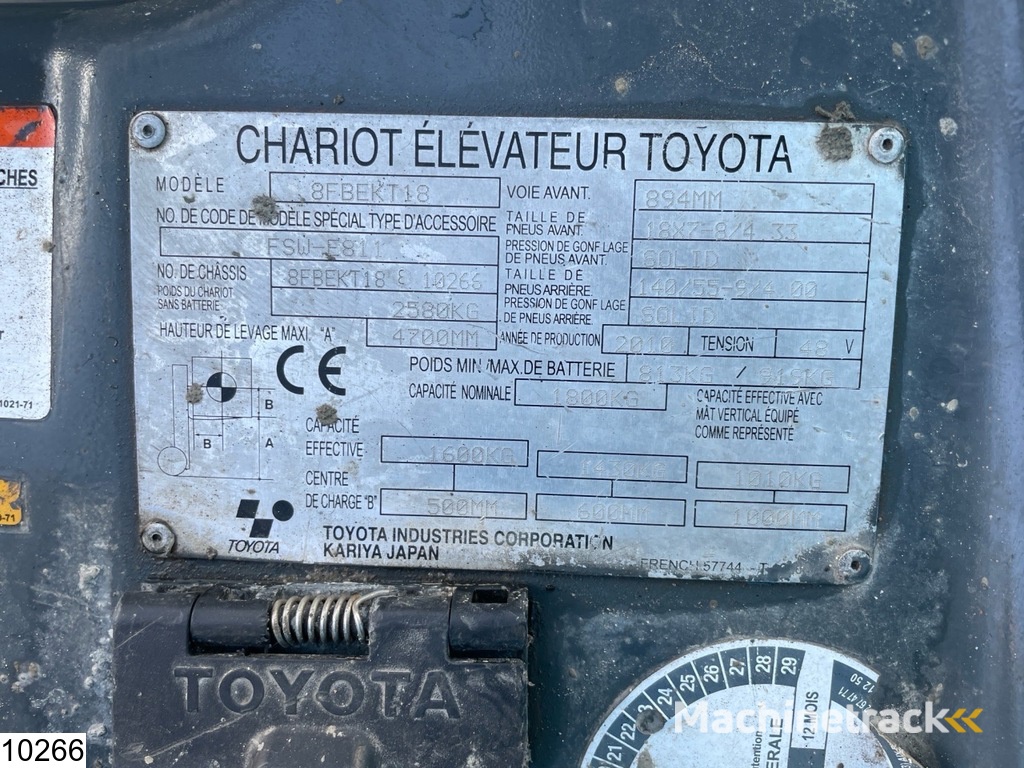 Toyota 8FBEKT18 1800KG, H 4.7M, 7764h, charger