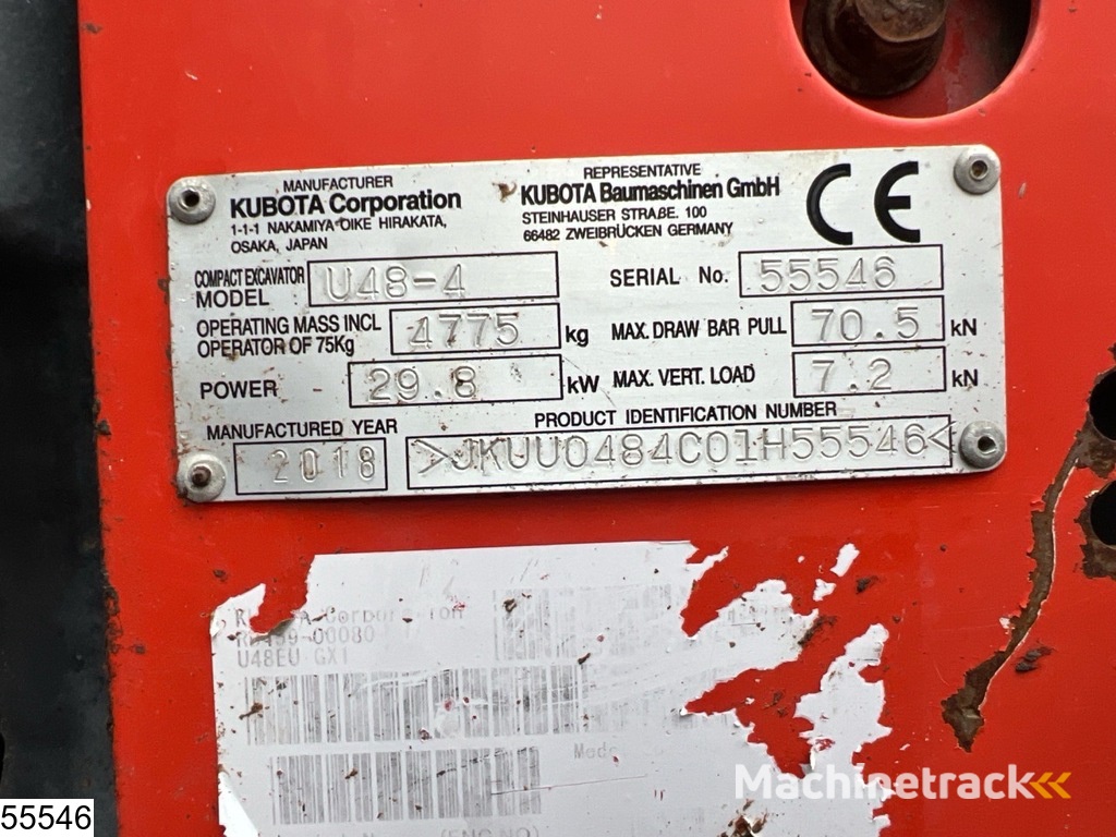 Kubota U 48 29,8KW, 1 bucket, 3681h