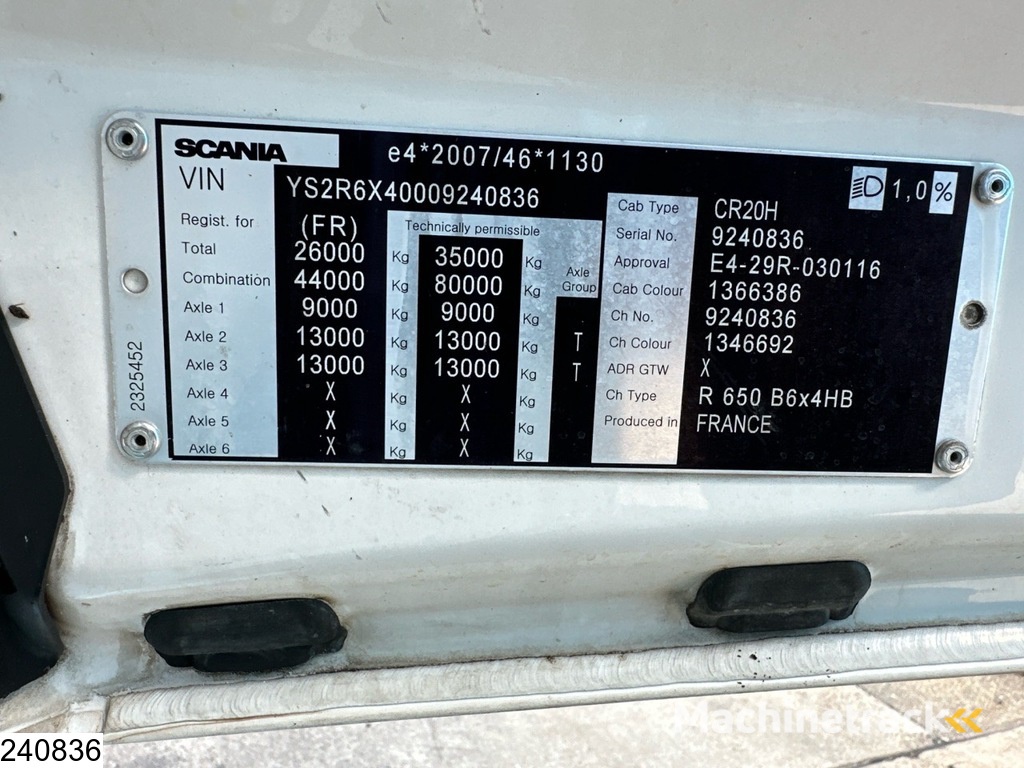 Scania R 650 6X4, EURO 6, Retarder, PTO