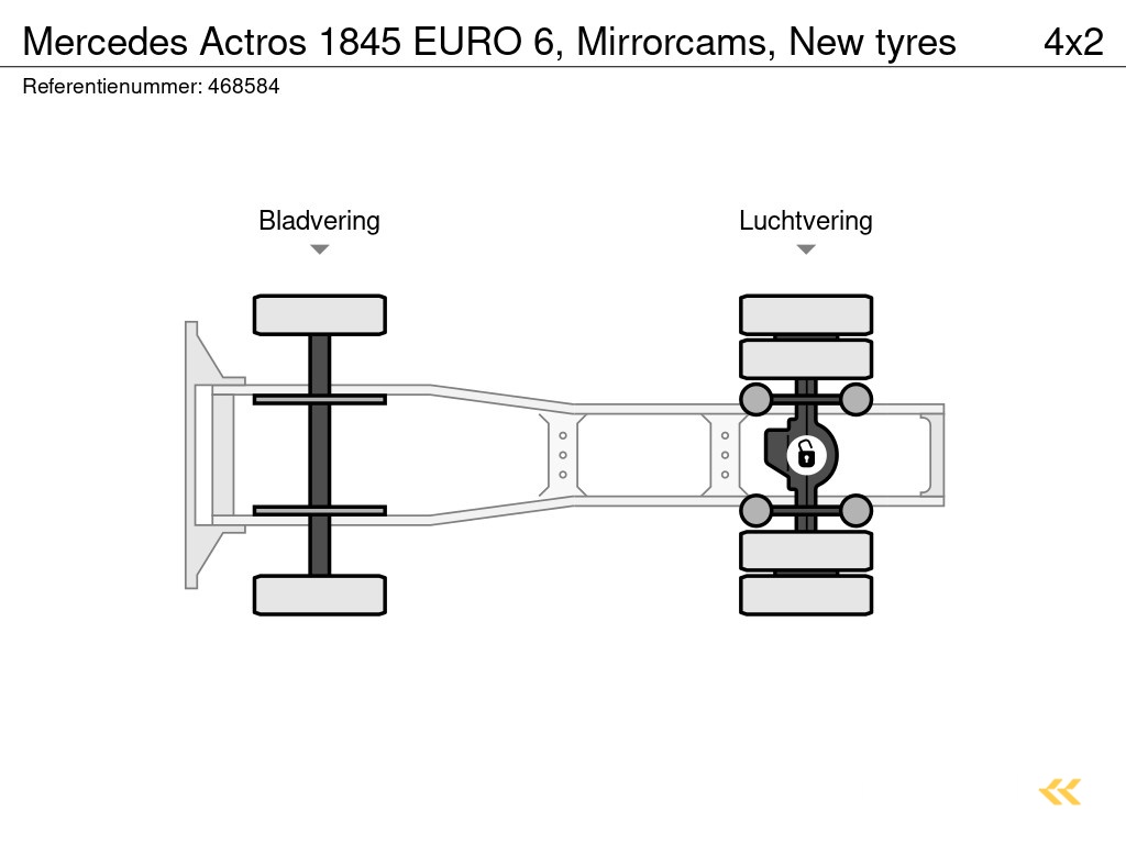 Mercedes Actros 1845 EURO 6, Mirrorcams, New tyres