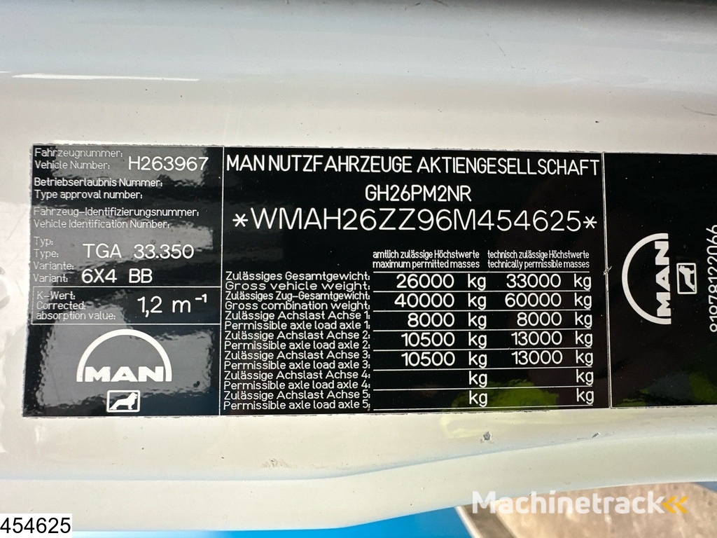 MAN TGA 33 350 6x4, Manual, Steel suspension