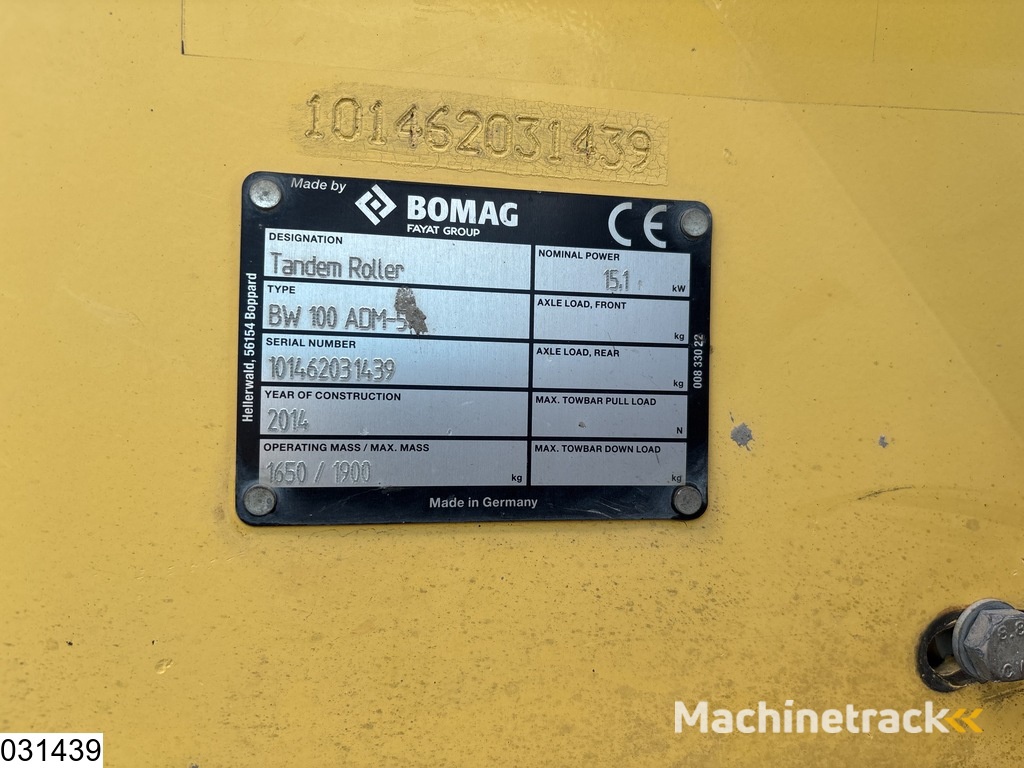 Bomag BW 100ADM-5 1284h, 15.1KW
