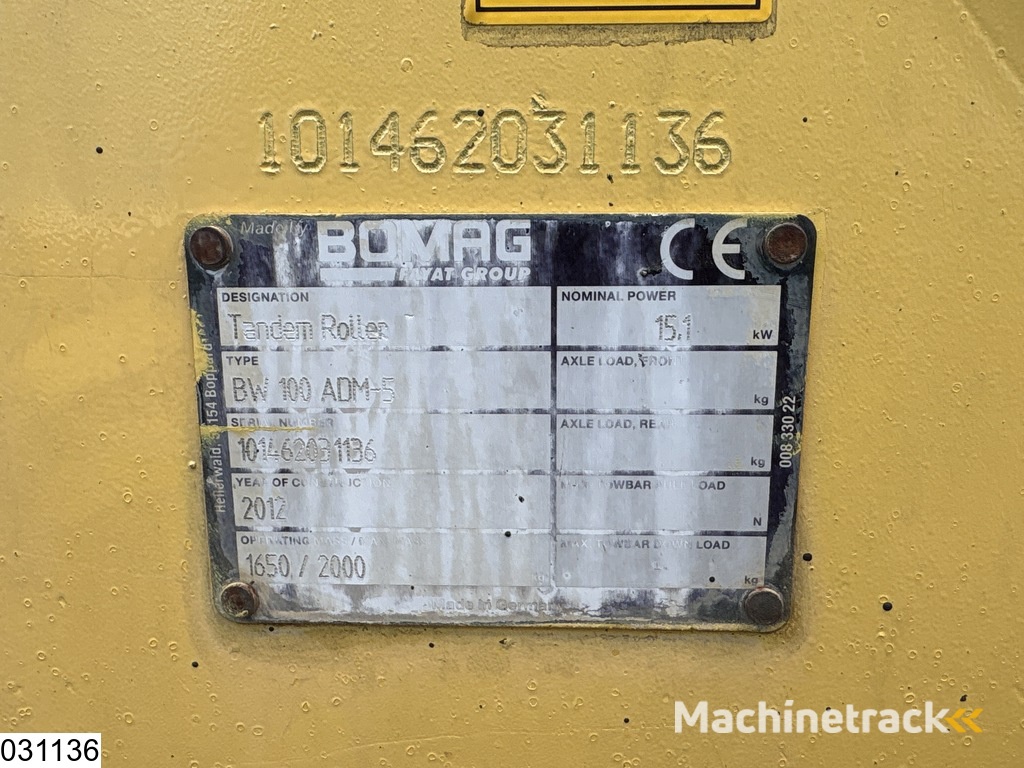 Bomag BW 100ADM-5 2612h, 15.1KW