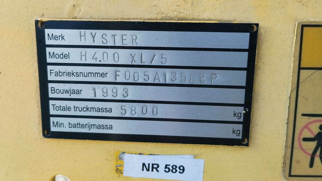 HYSTER H4.00XL 4TON LPG  DUPLO MAST 3.65 MT 1993