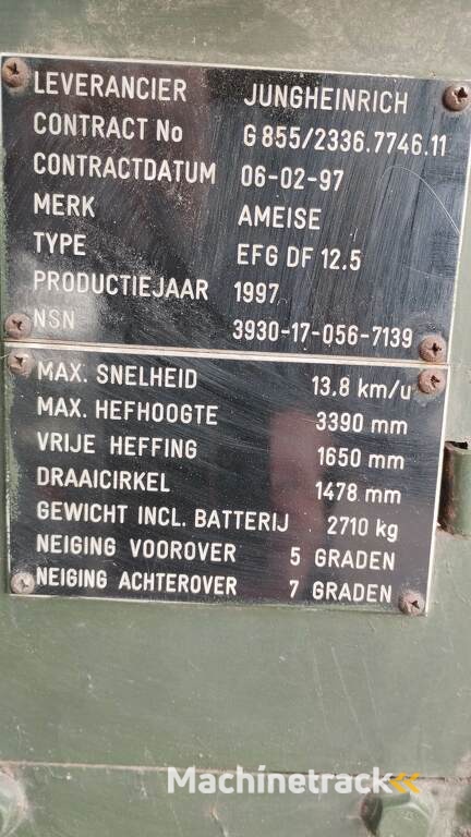 Jungheinrich EFG215 1.25 ton 3-Wieler Elektrisch, Mast 2F339 3074