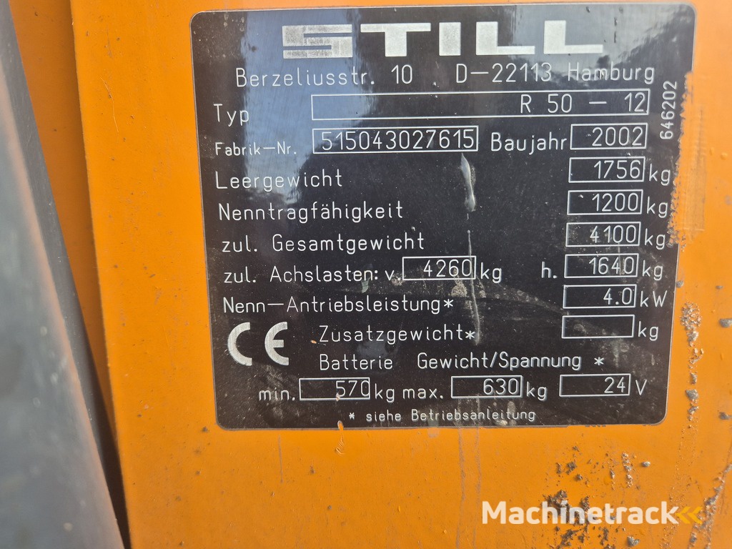 STILL R50-12  3-Wieler,  Elektrich,  1,2 Ton,  Mast 2w340,   B.J. 2002