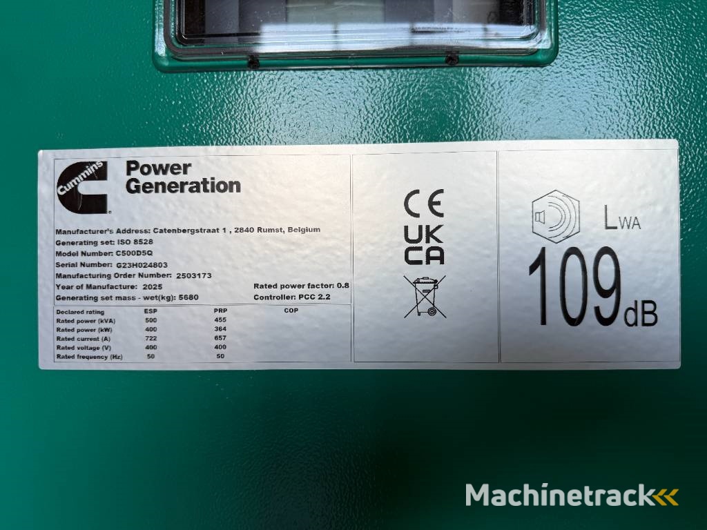 Cummins C500D5Q - 500 kVA Generator - DPX-18520