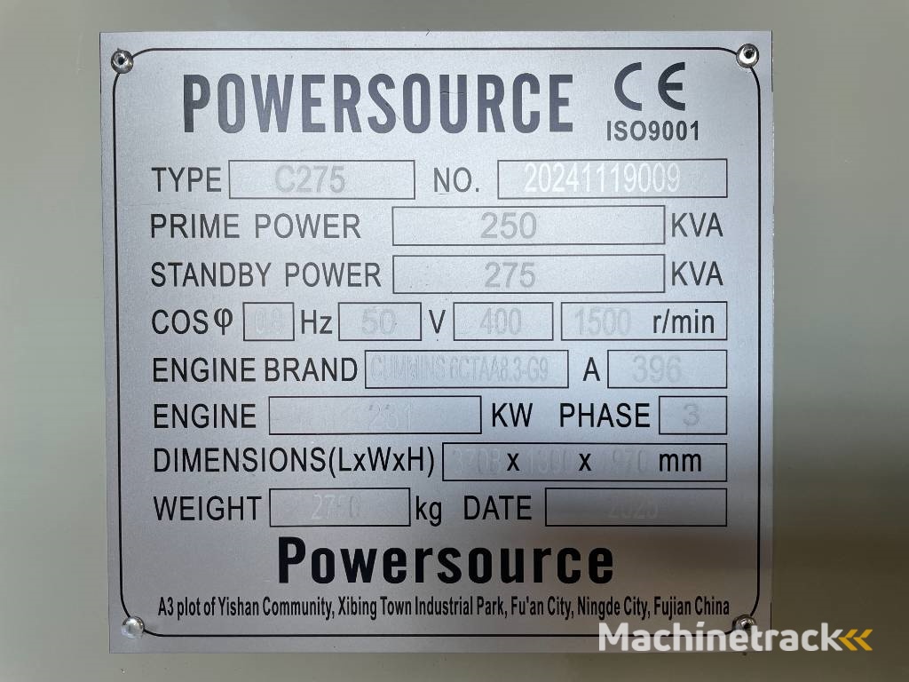 Cummins 6CTAA8.3-G9 - 275 kVA Generator - DPX-19842