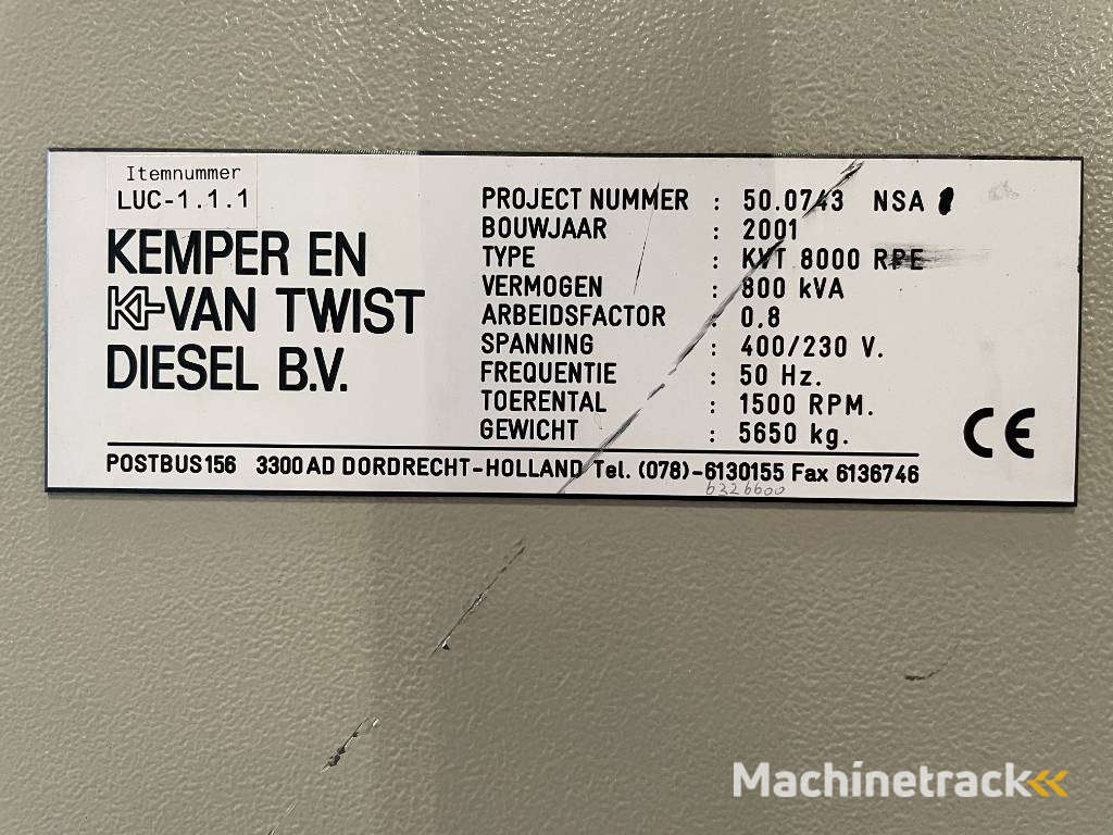 FG Wilson P800 - 880kVA used Genset - DPX-12646
