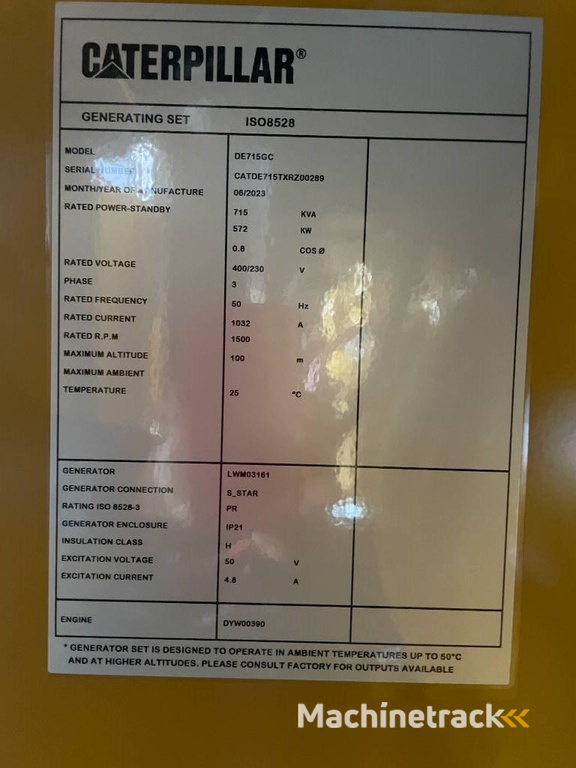 CAT DE715GC - 715 kVA Stand-by Generator - DPX-18224