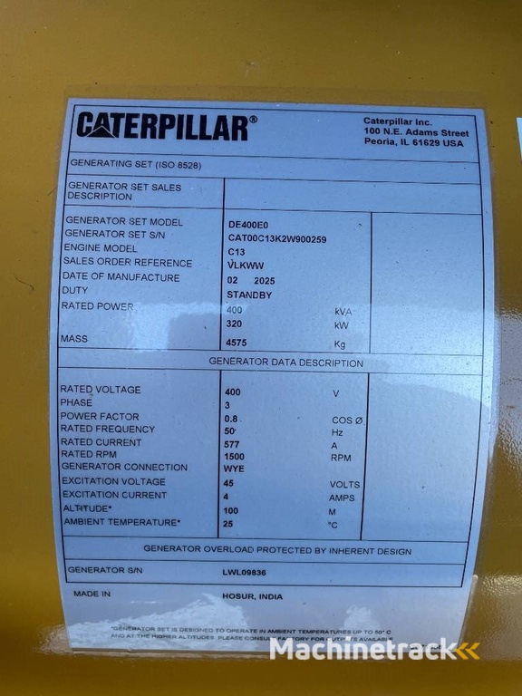 CAT DE400E0 - C13 - 400 kVA Generator - DPX-18023