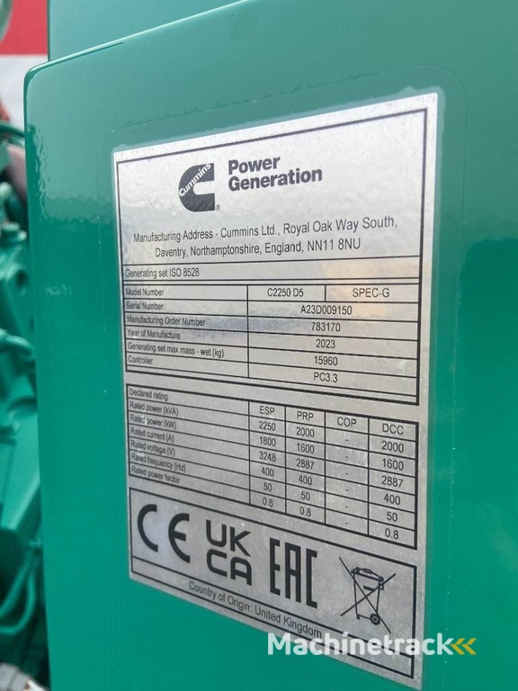 Cummins C2250D5 - 2.250 kVA Genset - QSK60 - DPX-18536-A