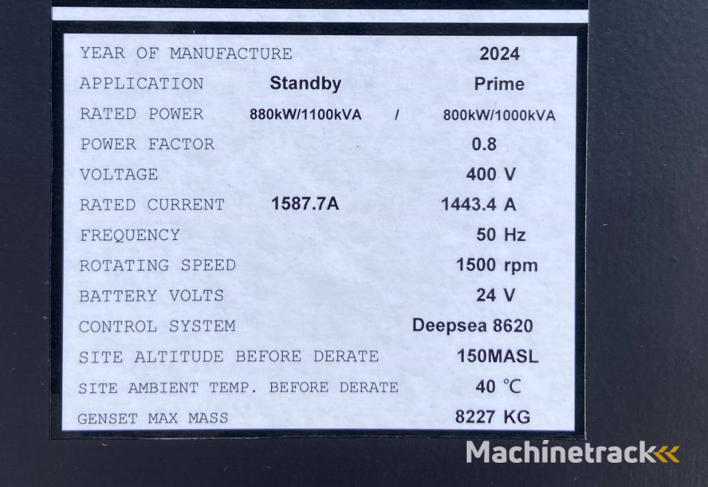 Cummins KTA38-G5 - 1.100 kVA Generator - DPX-18814
