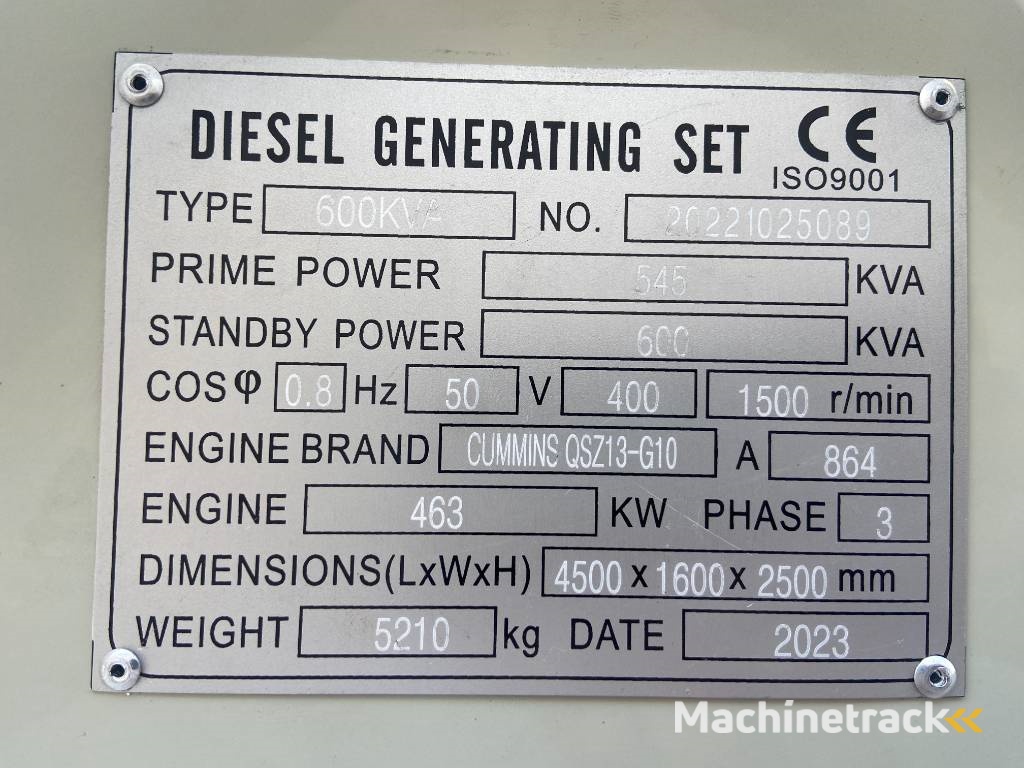 Cummins QSZ13-G10 - 600 kVA Generator - DPX-19847