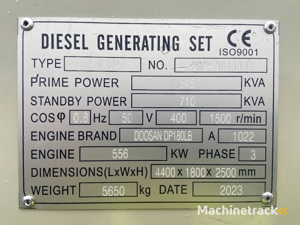 Doosan DP180LB - 710 kVA Generator - DPX 19857