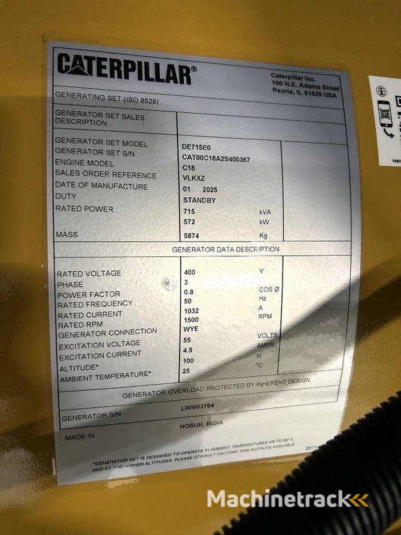 CAT DE715E0 - 715 kVA Generator - DPX-18030