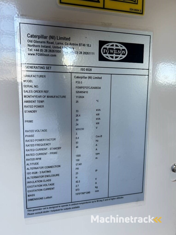 FG Wilson P33-3 - 33 kVA Open Genset - DPX-16003-O
