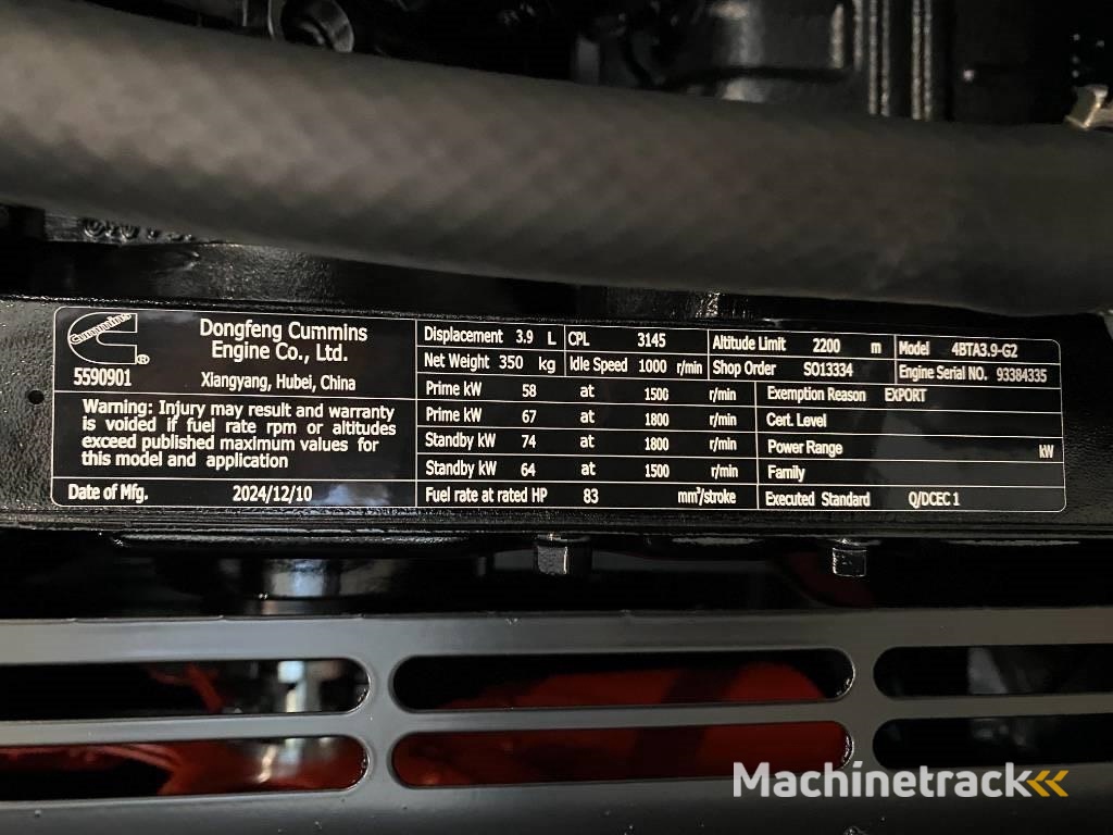 Cummins 4BTA3.9-G2 - 66 kVA Generator - DPX-19833