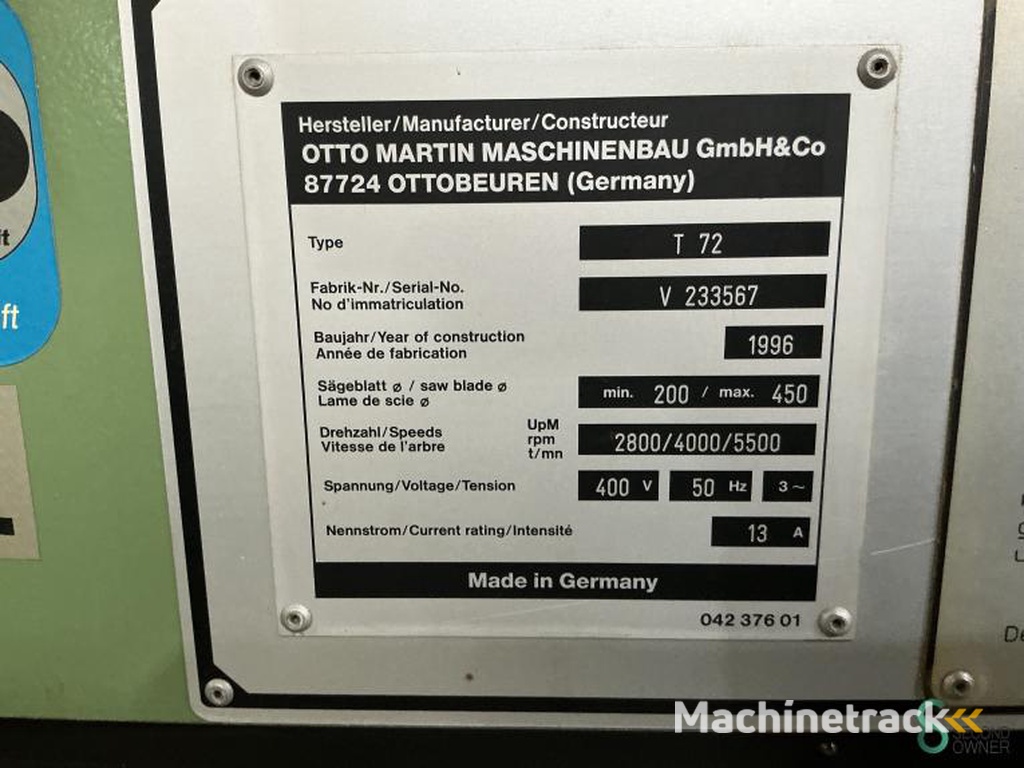 Formaatzagen Martin T 72 - 3,3 1996