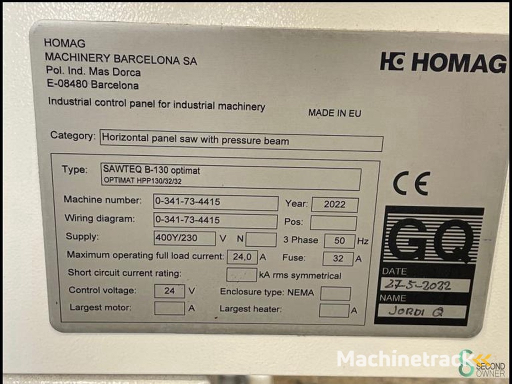 Panel saws Homag Sawteq B-130 2022