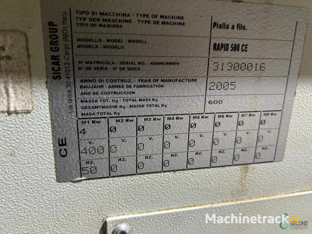 Surface planers Sicar Rapid 500 2005