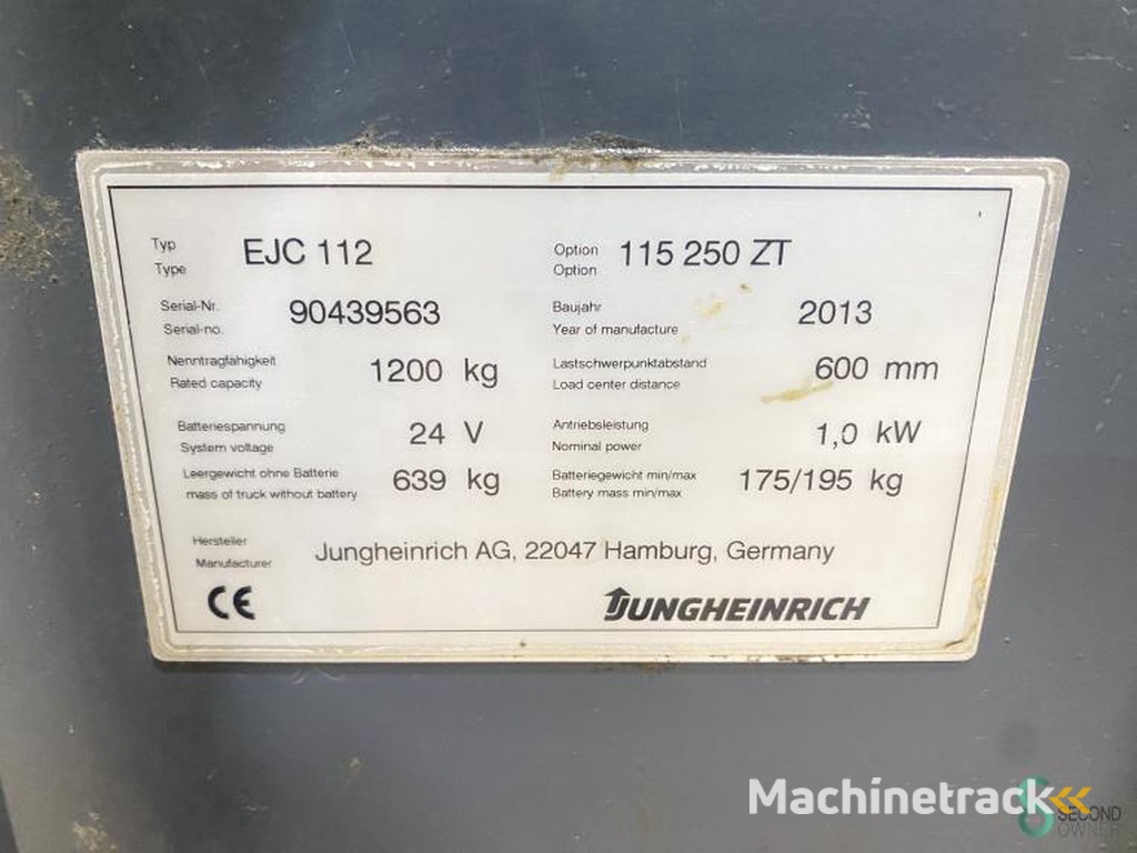 Stapelaars Elektrisch Jungheinrich EJC 112 2013