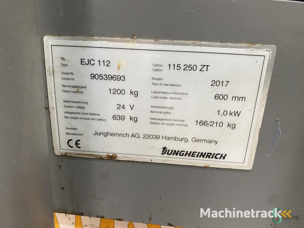 Stapelaars Elektrisch Jungheinrich EJC 112 2017