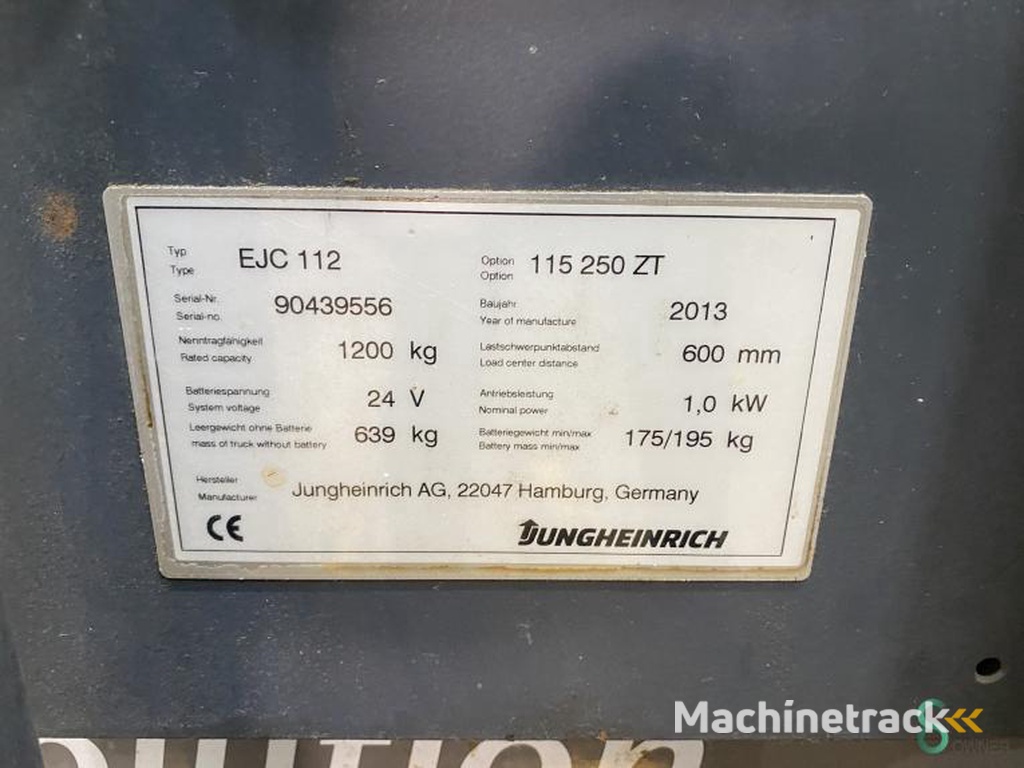 Stapelaars Elektrisch Jungheinrich EJC 112 2013