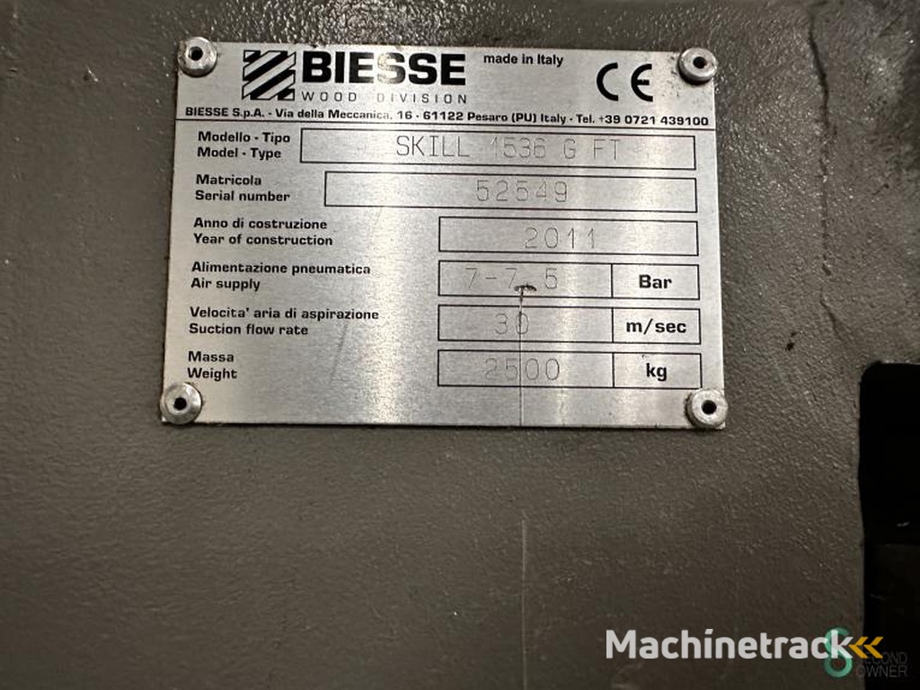 CNC Horizontal Machine centers Biesse Skill 15.36 G FT 2011