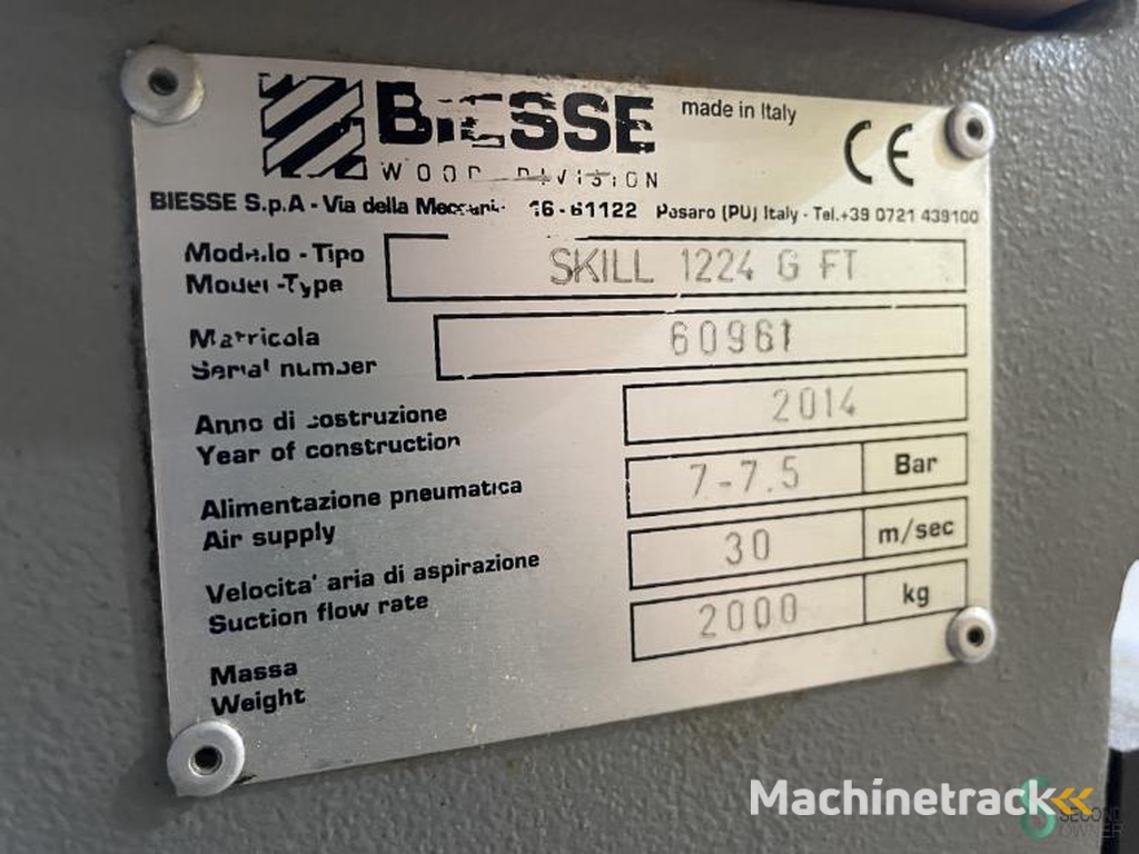 CNC Horizontal Machine centers Biesse Skill 12.24 G FT 2014
