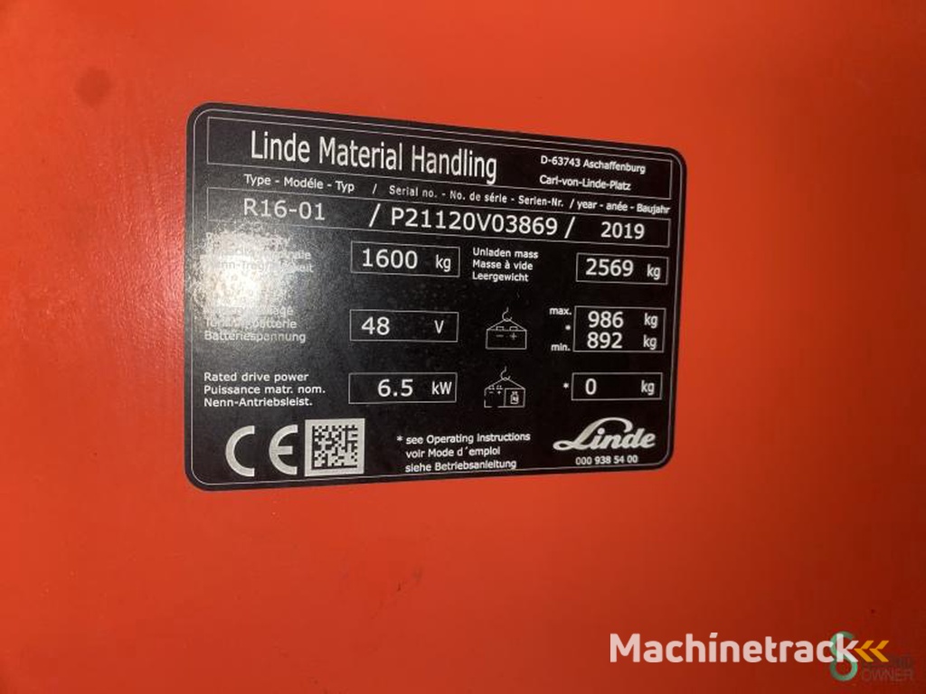 Reachtrucks Elektrisch Linde R16 2019