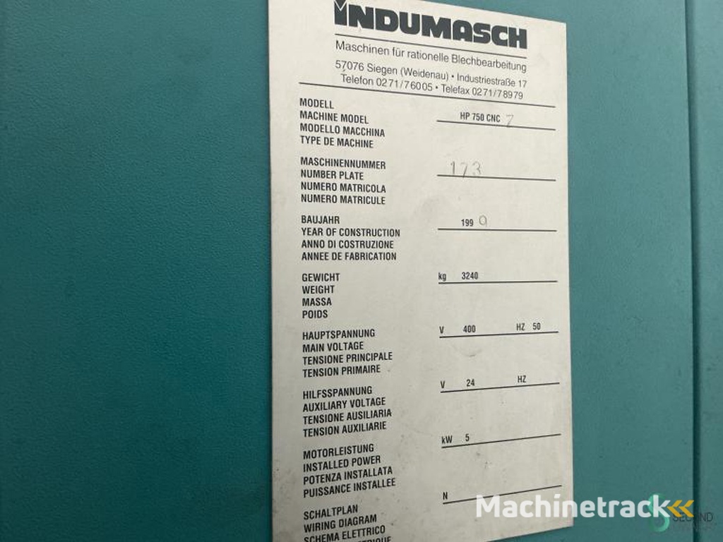 Pons- & nibbelmachines Indumasch HP 750 CNC/Z 1999