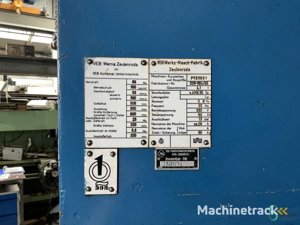 Hydraulic presses WMW PYE63, S1 1995