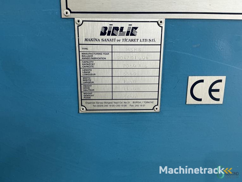 Plaatwalsen Birlik MSMS 2050x6 2001