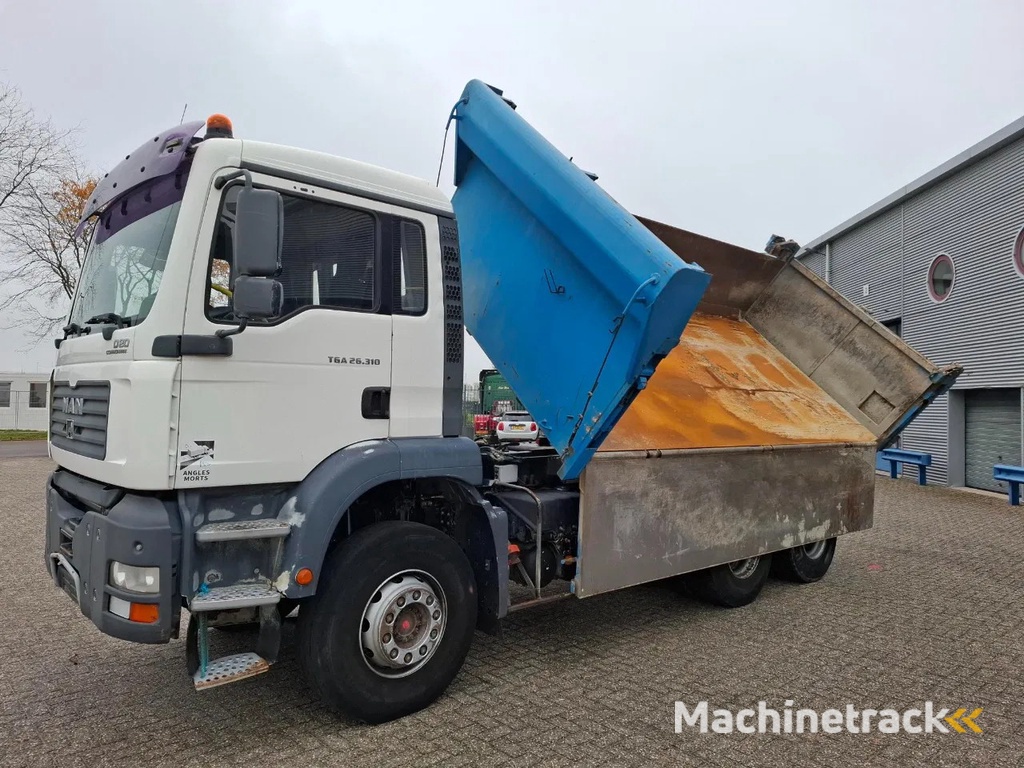 MAN TGA 26.310 / 6X4 / 2XBIG AXLE / 2SIDE TIPPER / ONLY:545423 KM / TUV:06-05-2026 / FULL-STEEL / AIRCO / MANUAL / EURO-4 / 2005