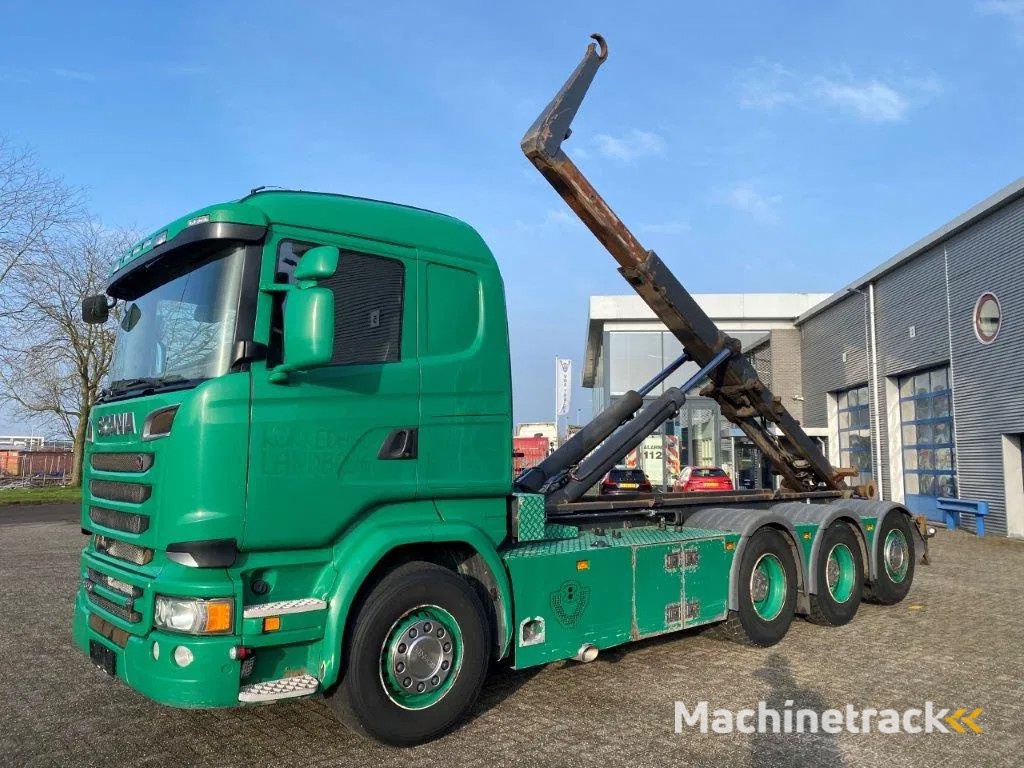 Scania R520 V8 / 8X4 / BIG AXLE / AJK HOOKLIFT 30TON / LIFT+LENKACHSE / NAVI / LEATHER / FULL-AIR / AUTOMATIC / EURO-6 / 2015