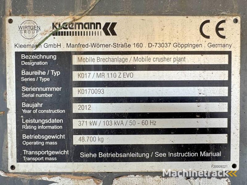 Kleemann MR110Z-EVO-Up-to-350-t-h-8m³-hopper-volume