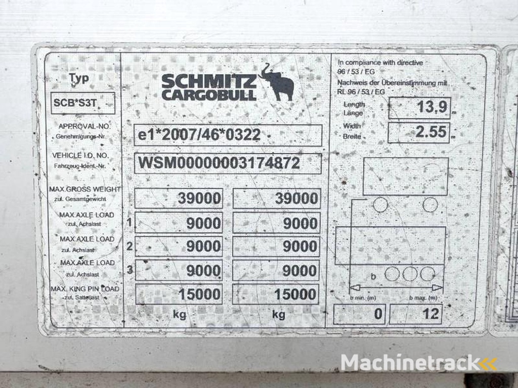 Schmitz-Cargobull SCB*S3T Drankentrailer / 3 Axles / Speed Curtain