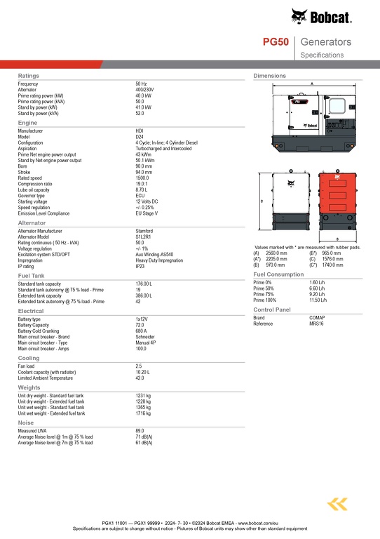 Bobcat mobiele generator PG50