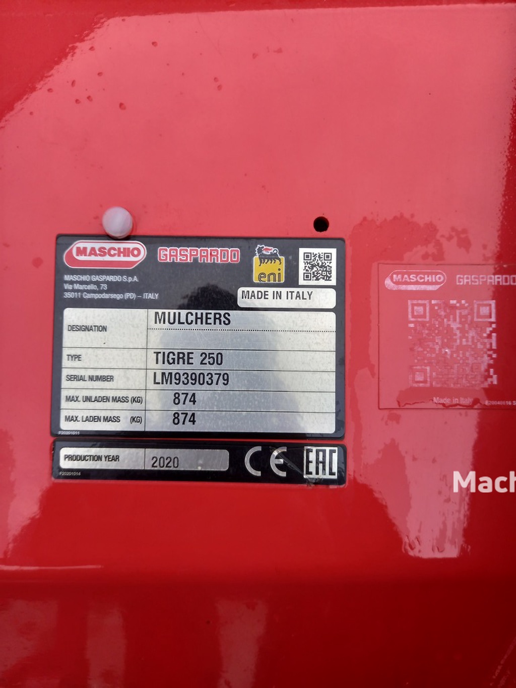 Maschio klepelmaaier Tigre 250 met hydraulisch verstek