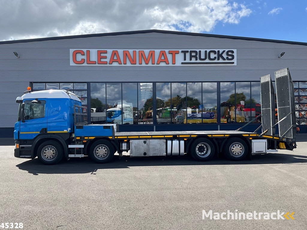 Scania P 410 8x2 Euro 6 Retarder Autotransporter met hydraulische oprijrampen
