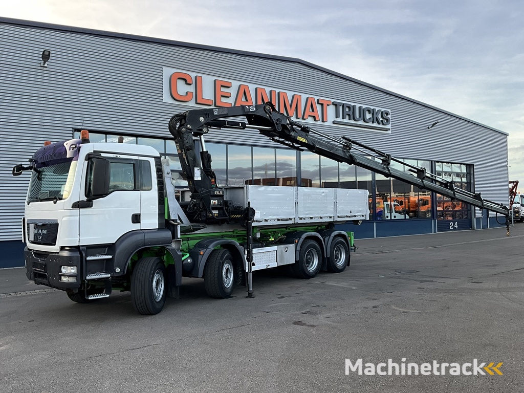 MAN TGA 41.440 8x4 Full Steel AJK 26 Ton haakarmsysteem + Laadplateau met Hiab 28 Tonmeter laadkraan