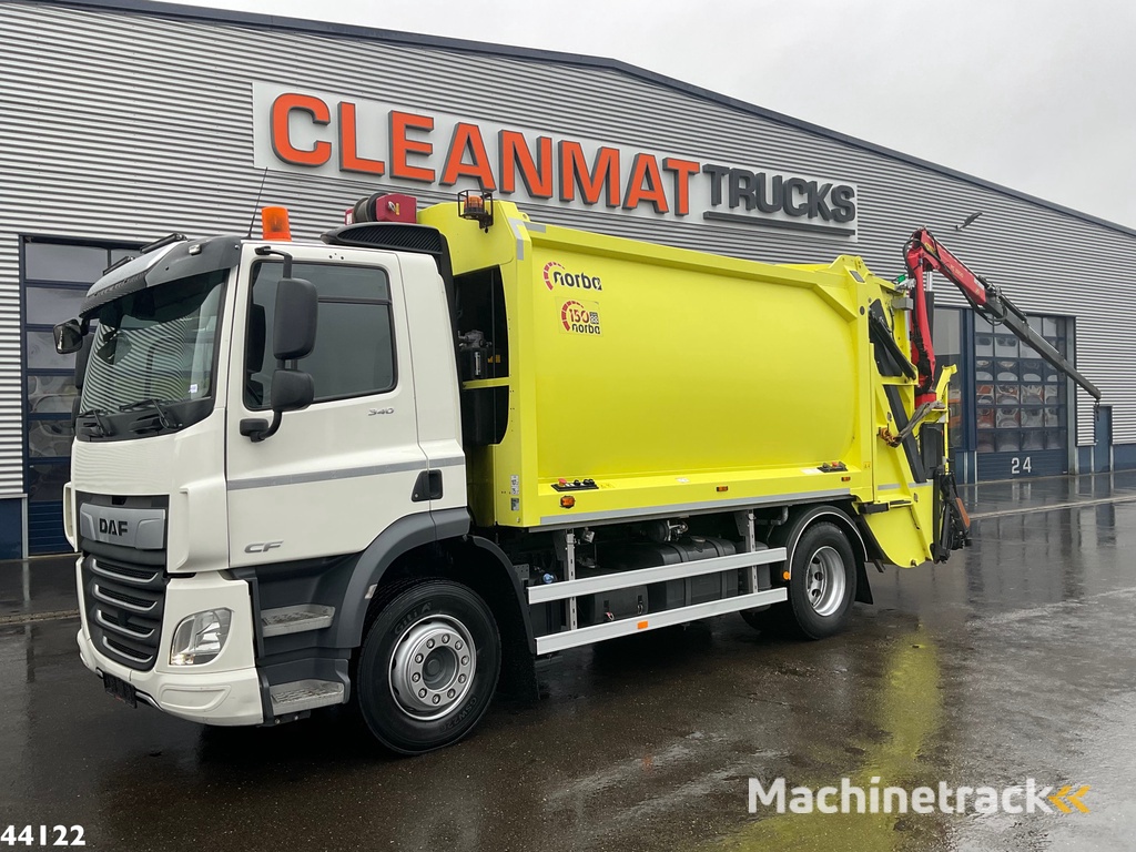 DAF FA CF 340 Euro 6 Norba 17 m³ + Palfinger 3.8 Tonmeter laadkraan + Winch