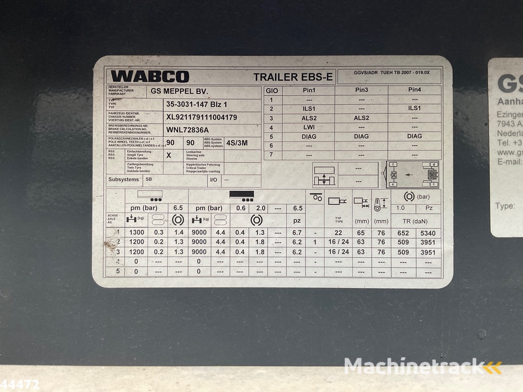 GS MEPPEL 3-assige container aanhangwagen