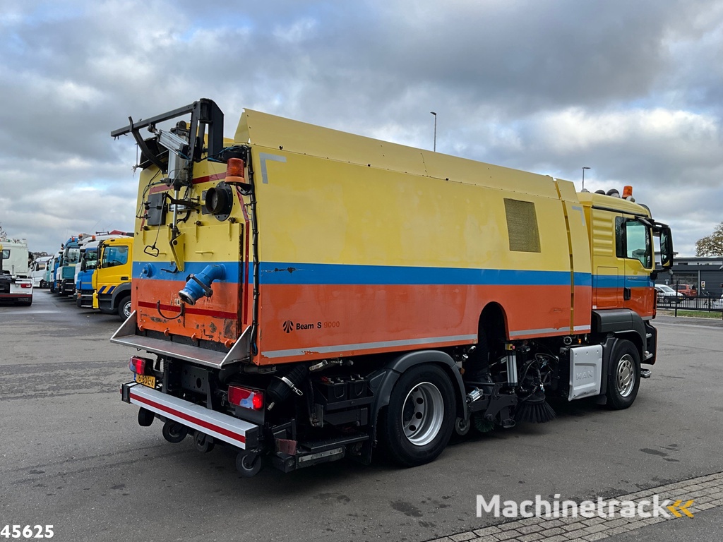 Man TGS 18.440 Euro 6 Beam S9000 Wegdekreiniger Links en rechts vegend!
