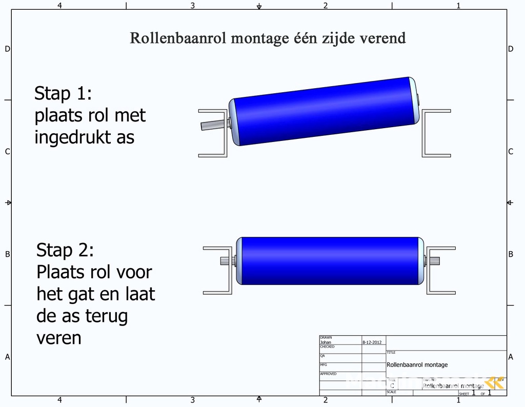 rollerbaan rol kunststof - 50 cm - u00d8 50 mm - stalen as