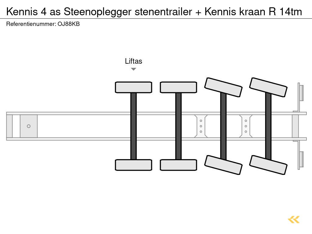 Kennis 4 as Steenoplegger stenentrailer + Kennis kraan R 14tm